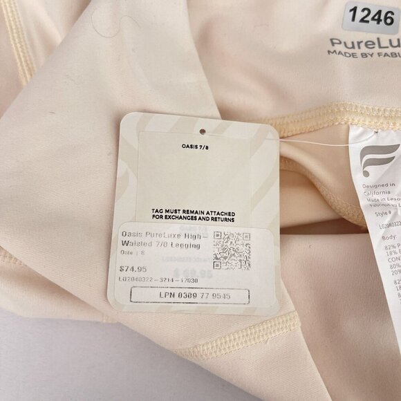 Fabletics PureLuxe Oasis High-Waisted 7/8 Leggings Pockets Cream Women S NWT - Picture 8 of 13